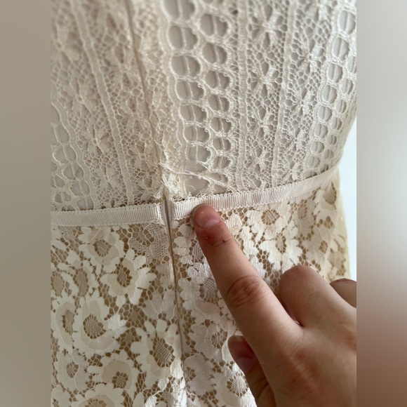 For Love & Lemons Daisy Dress Ivory Sz XS Mini Lace Long Balloon Sleeve V-neck - Picture 11 of 11